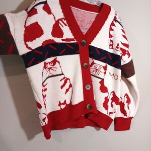 Cat V Neck Knit Sweater Kawaii Cartoon Coat Cardigan M